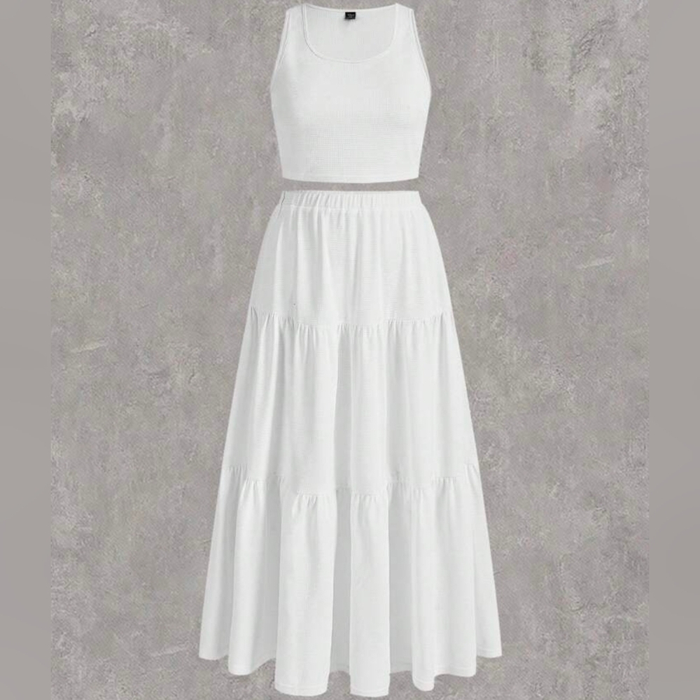 SHEIN White Maxi Skirt Set